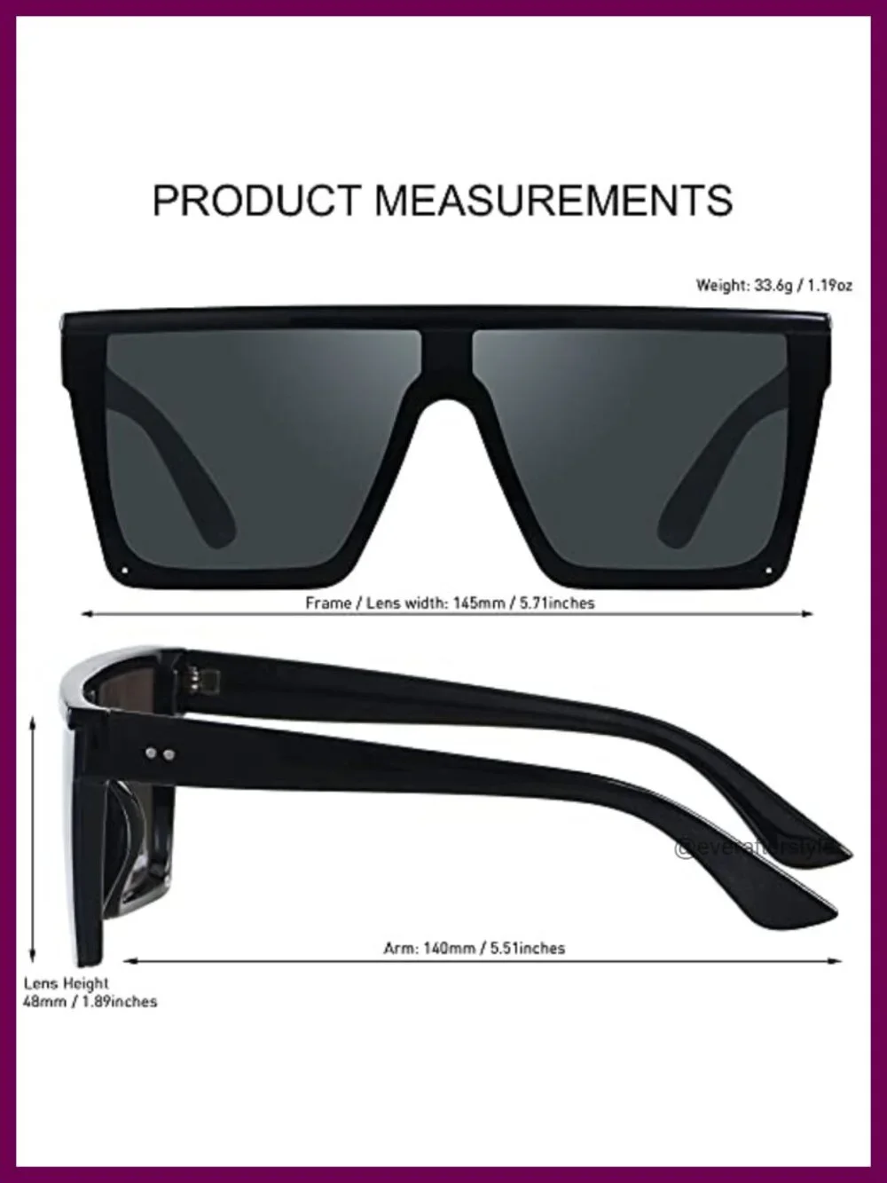 Oversized Square Shield Sunglasses UV Protection